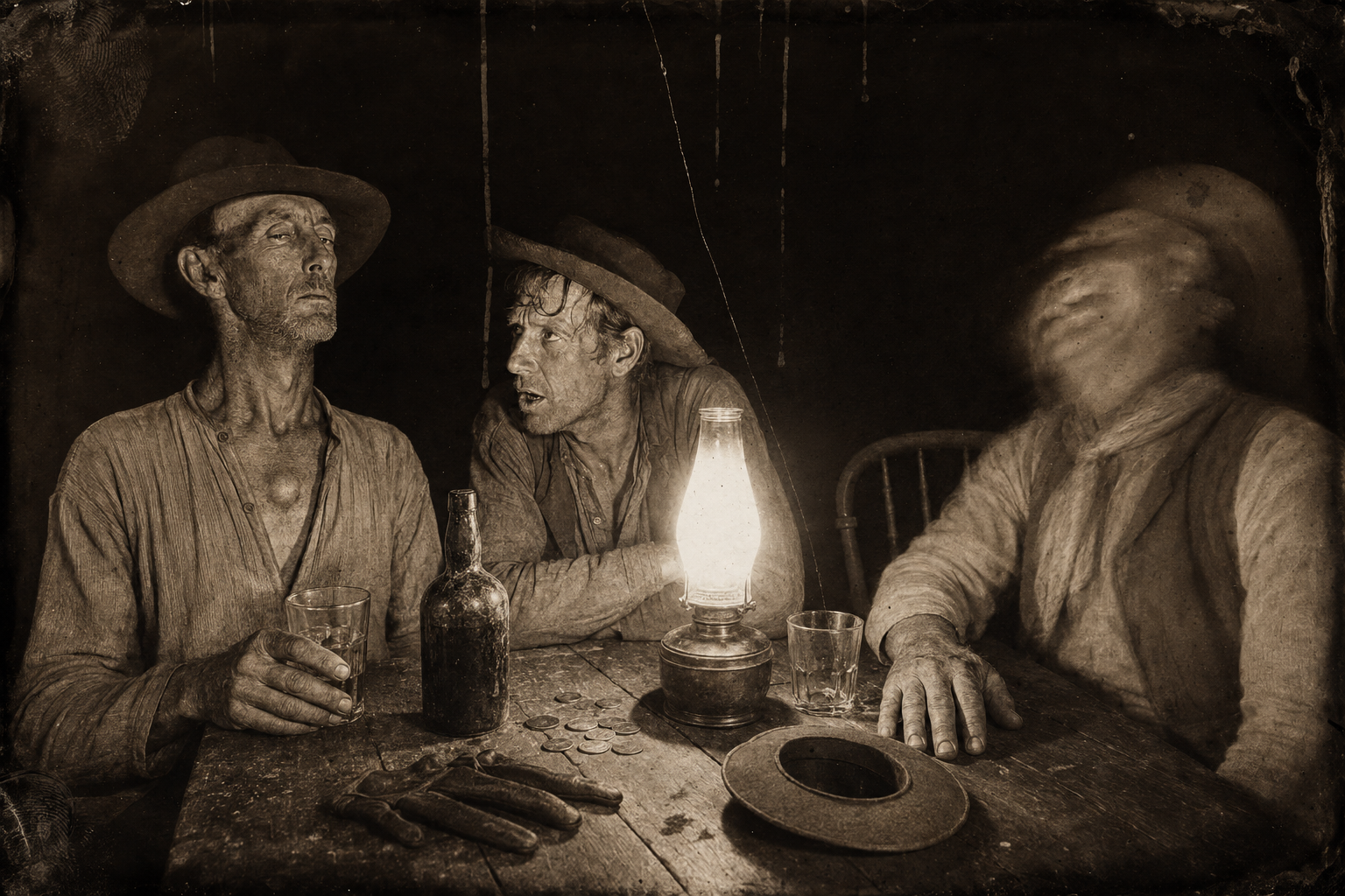 The hands argue about the rivers ahead — Needle Nelson swears nothing will drown him, Jasper Fant predicts most of them will, and Bert Borum announces he is getting himself a float.