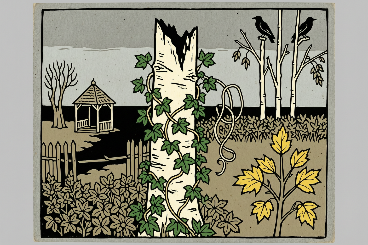 The broken birch in the garden