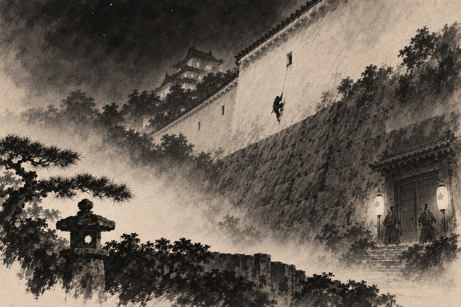 The silk rope on the fortress wall