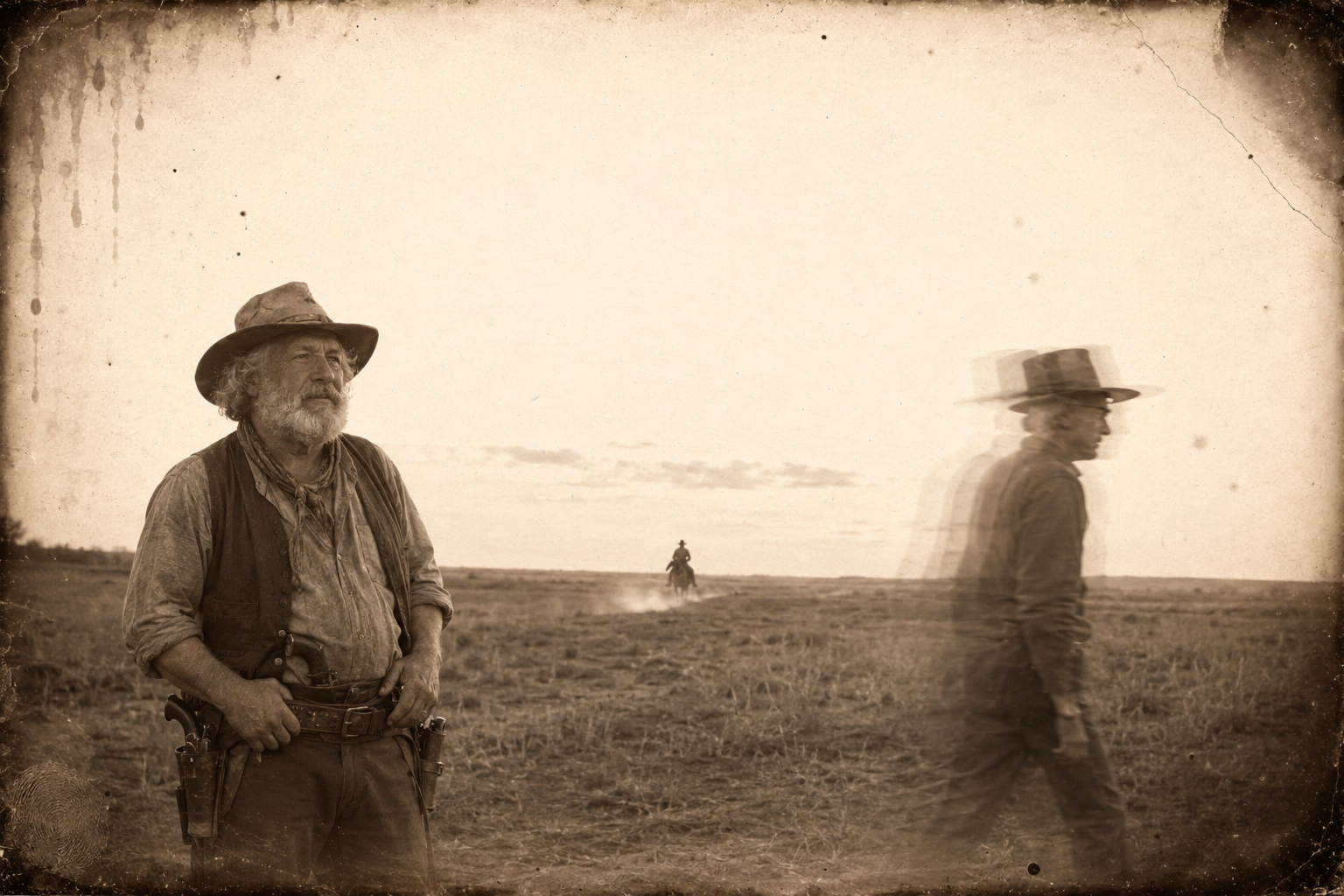 Dish Boggett walks off in a sulk after Augustus tells him he is too good a hand to be spared, while Newt, already sent, dwindles toward Jake's camp.