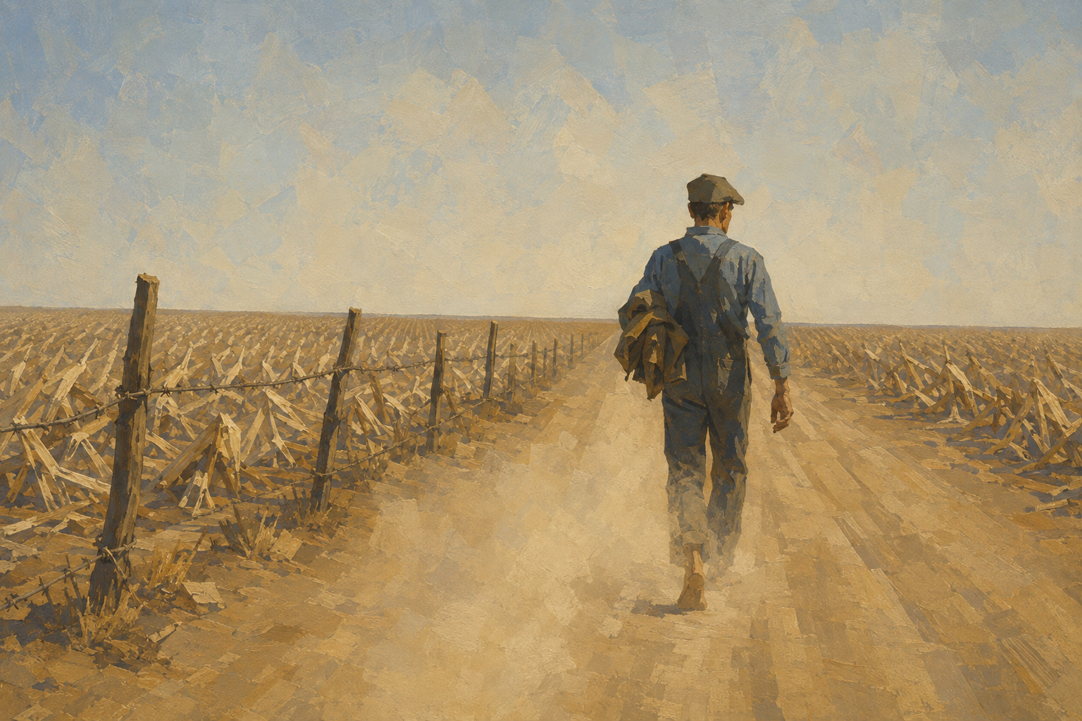 Dragging his cloud of dust