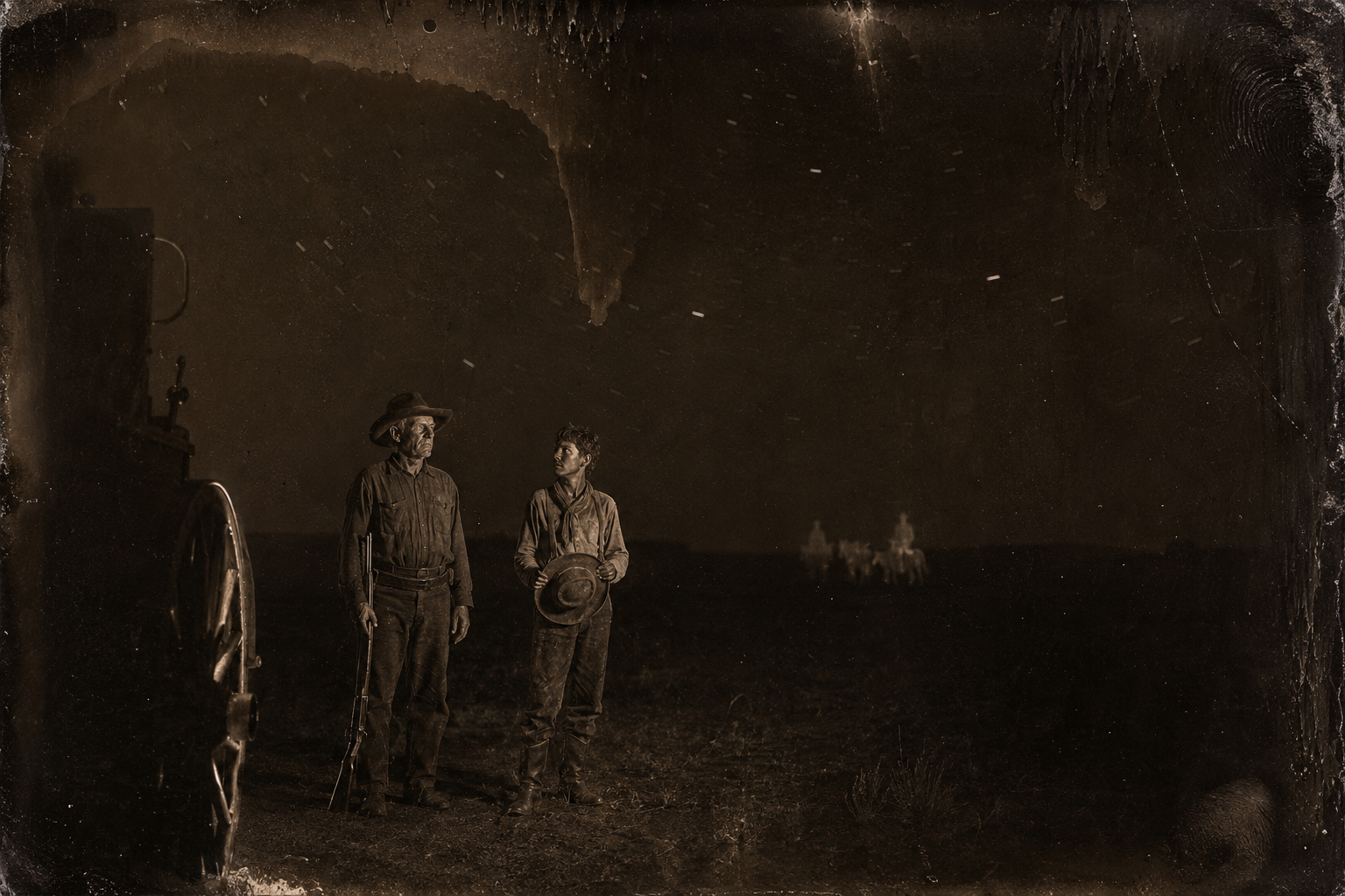 Behind the wagon, out of the circle of firelight, Call with his Henry says they will start tomorrow — and Newt asks how far it is, up north.