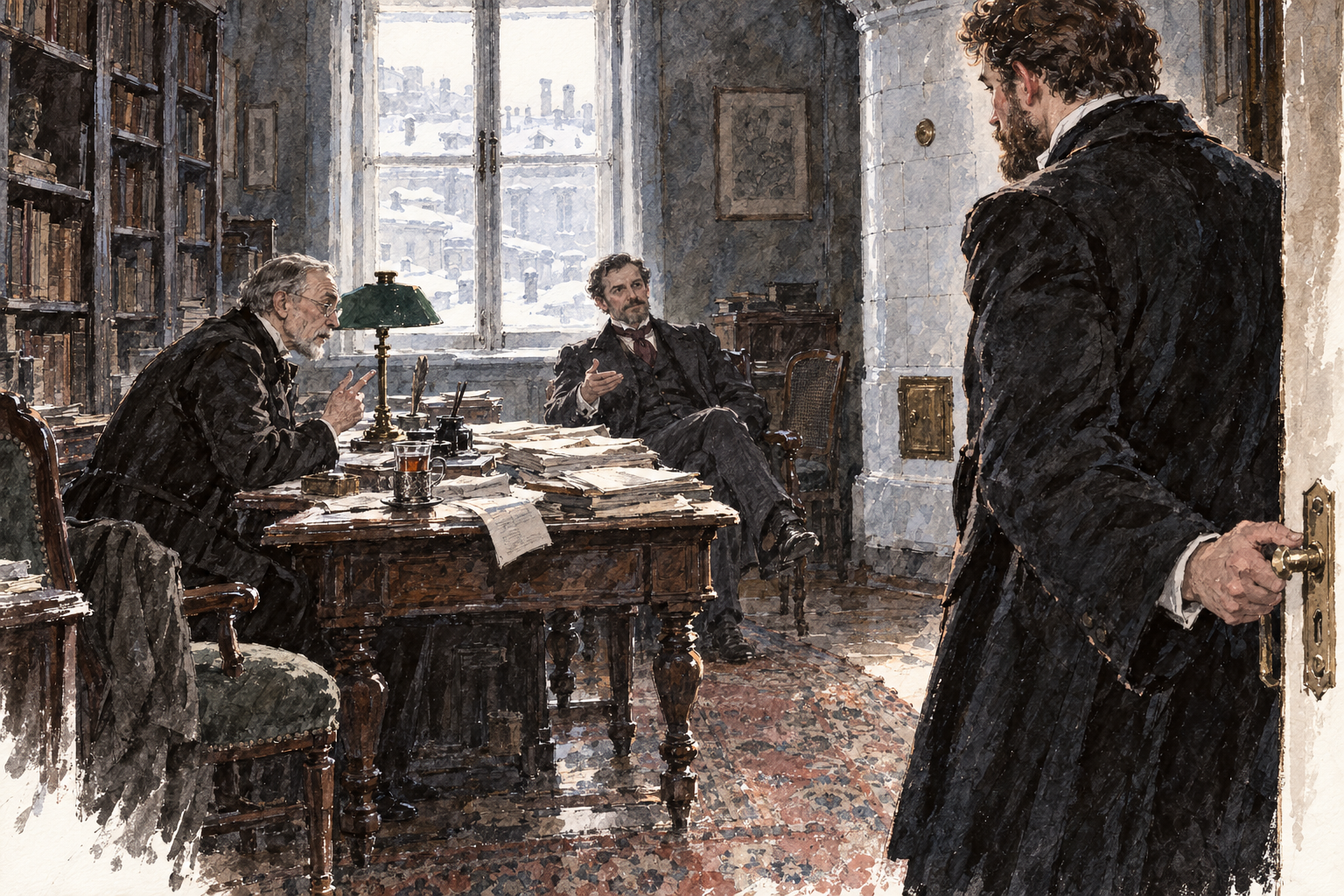 Levin comes into his brother's study