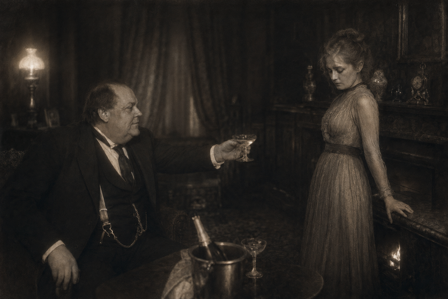 The glass he makes her take