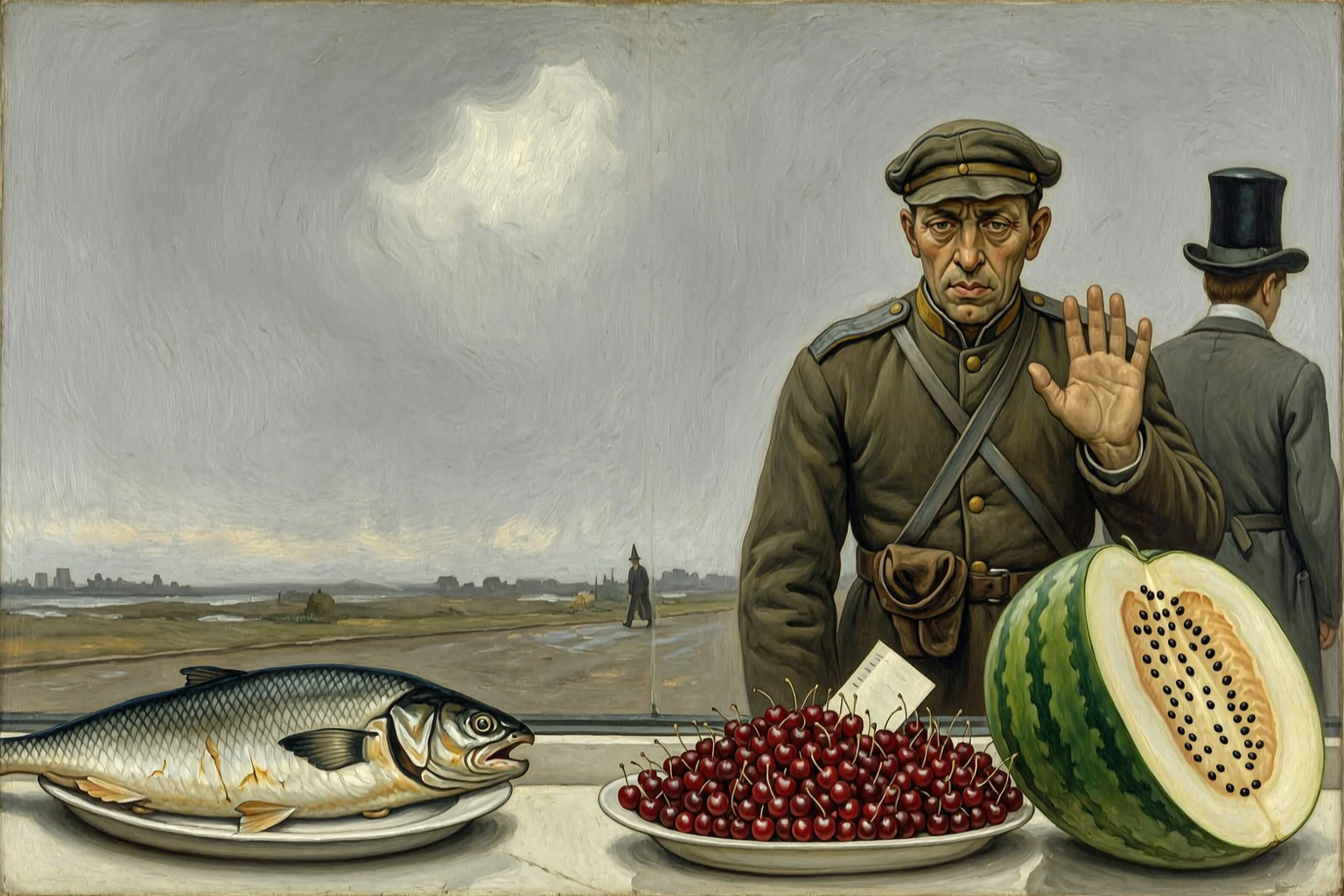 Salmon and watermelon in the Milyutin window
