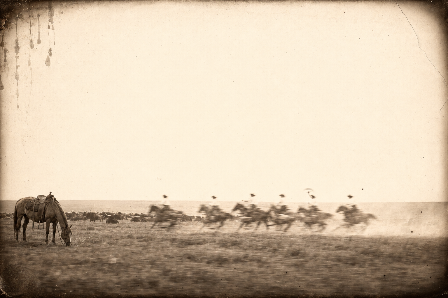 Six hands in fresh shirts — Dish, Soupy, Bert, Jasper, Needle and the Irishman — race away for town, whooping and waving their hats.