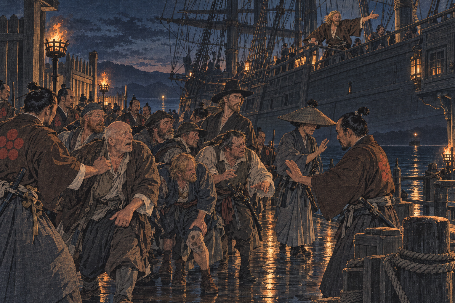 The crew marched to the wharf