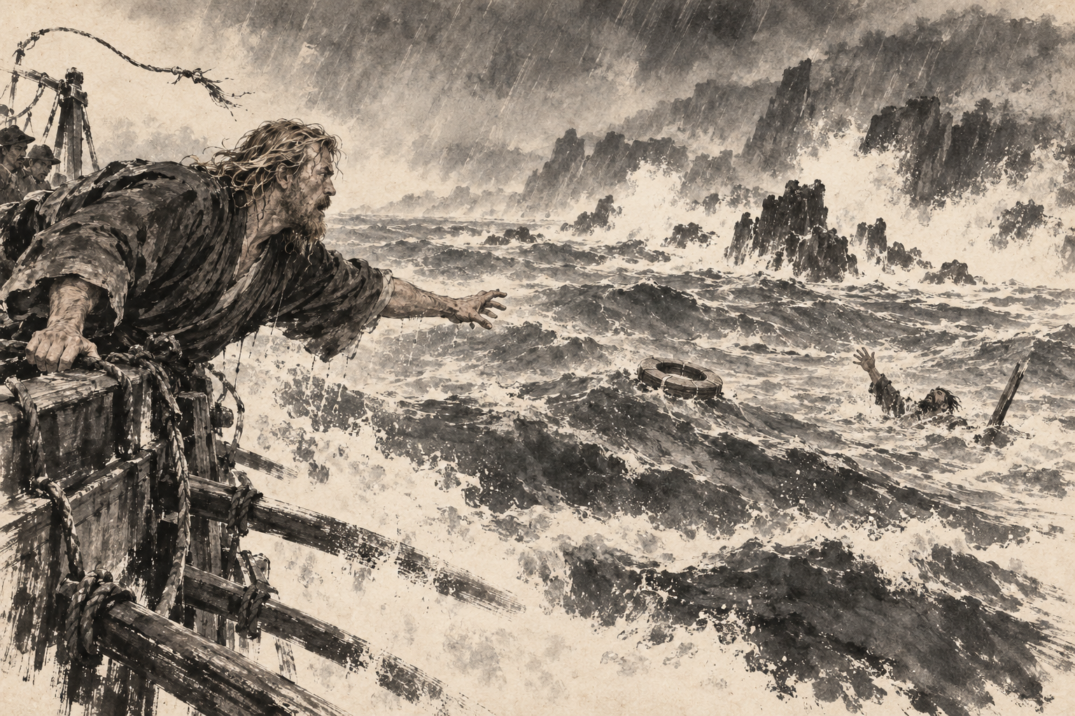 The life ring and the broken oar