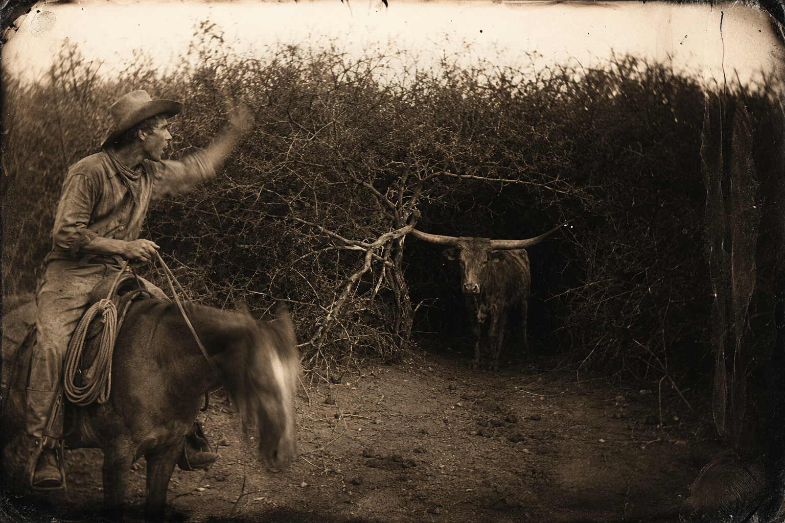 The red cow has wiggled into another thicket and stopped, looking out at Newt, who has shouted himself hoarse and wants to shoot her.