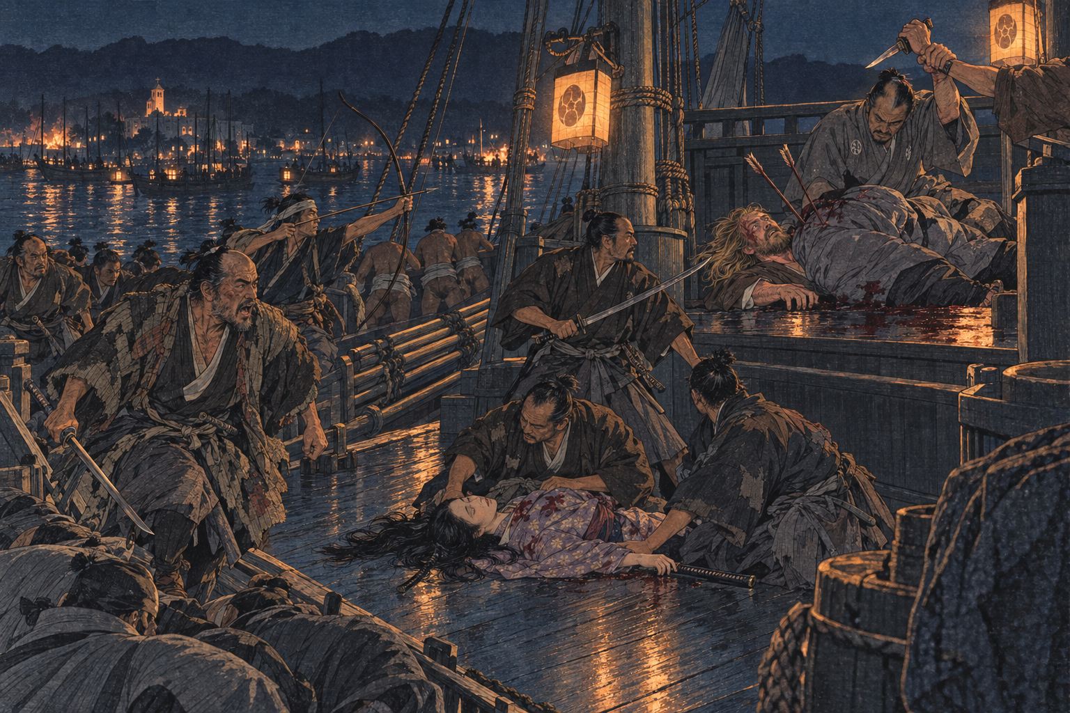 The ronin burst up the gangway