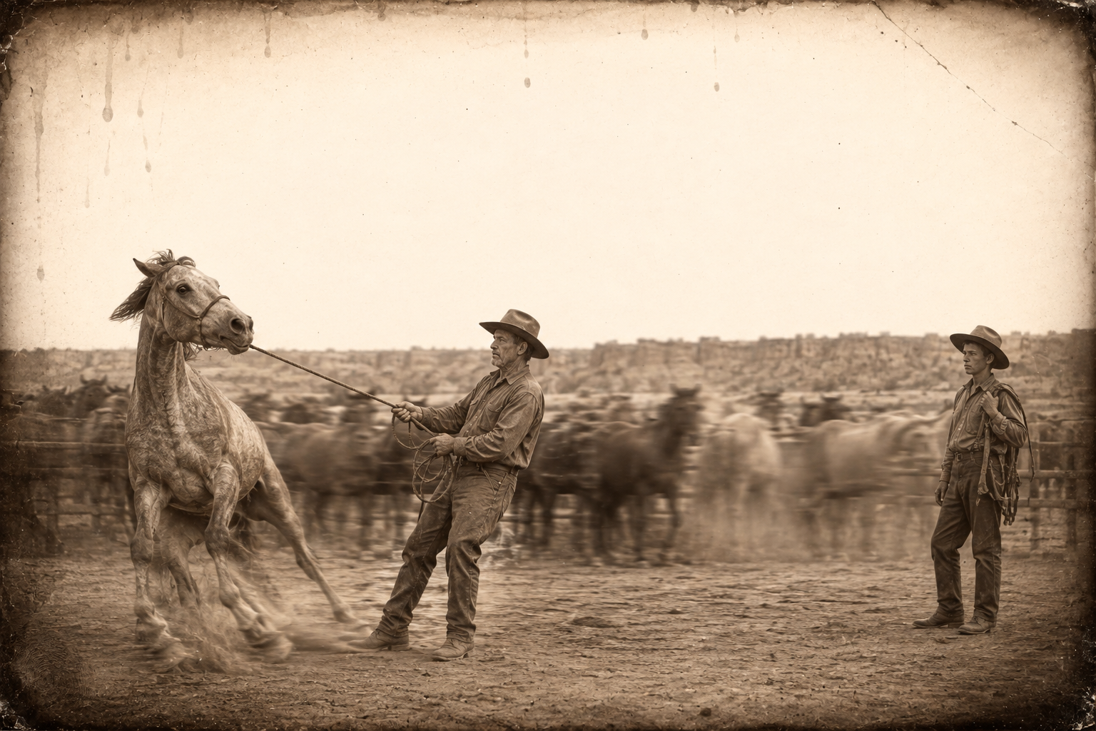 Without thinking, Call ropes the Hell Bitch out of the remuda again, the mare he has only just turned loose, while one of the Spettle boys watches and says nothing.