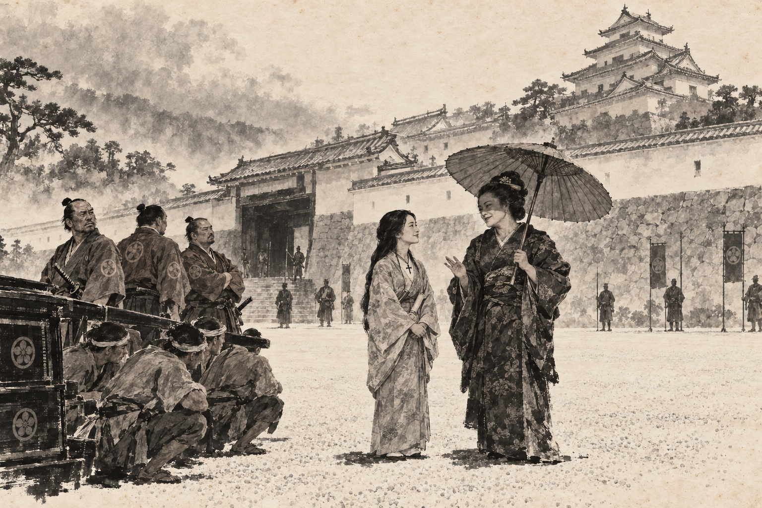 Gyoko waits in the forecourt
