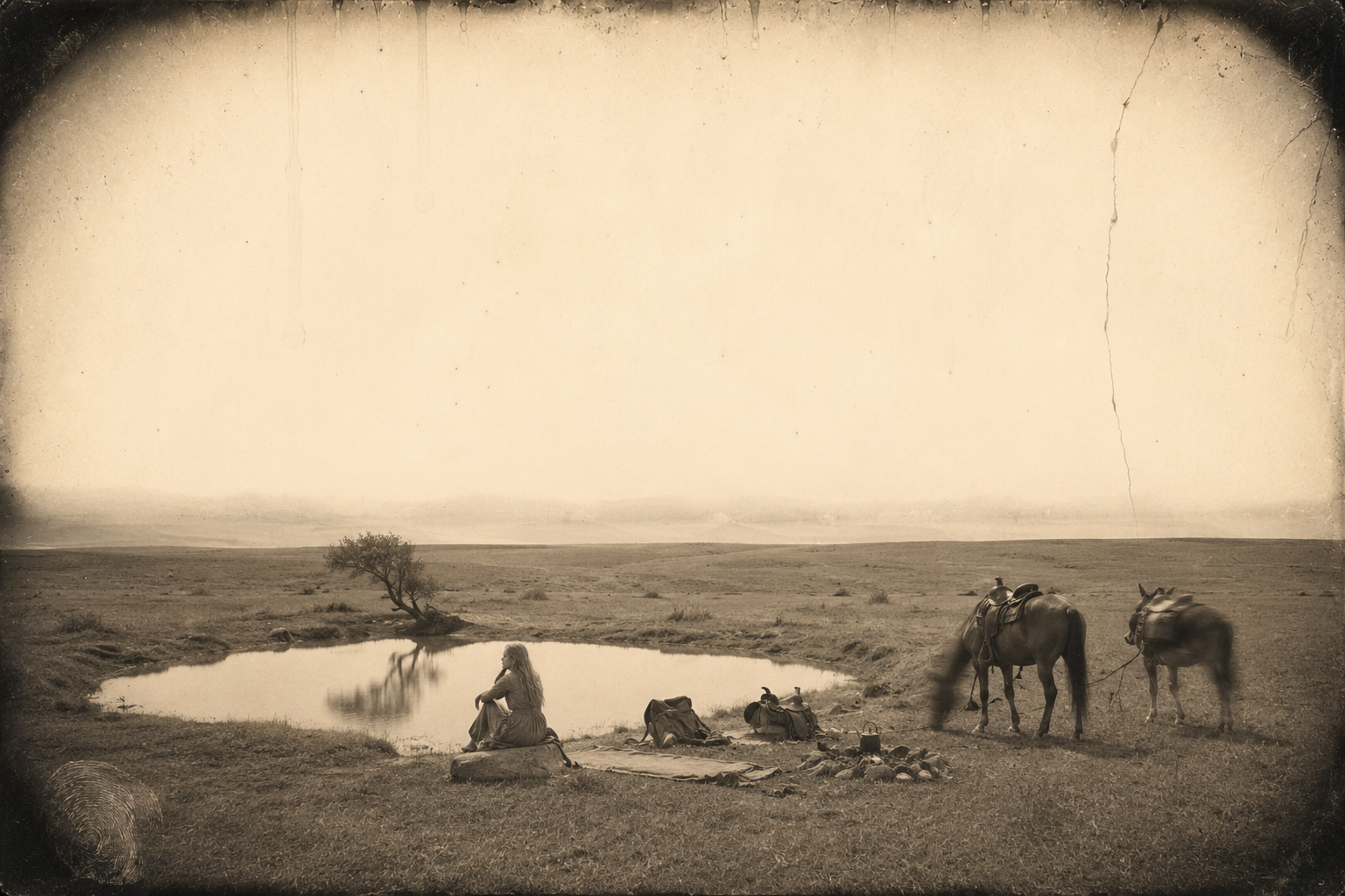 Lorena alone at the water-hole camp on the second wearisome day since Jake rode off, discouraged enough to have thought about drowning herself in the little pool.