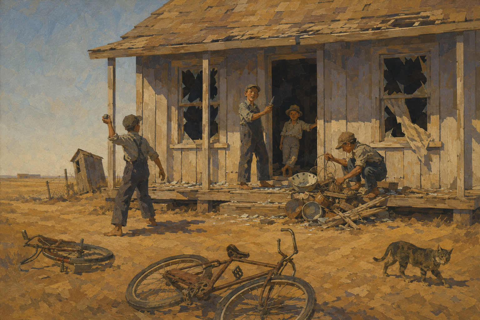 Town boys in the empty house