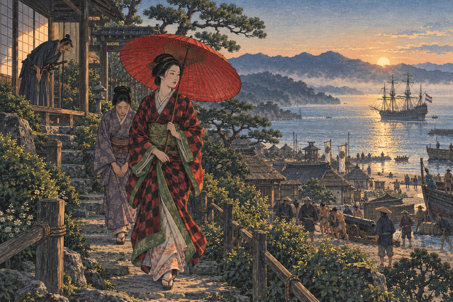 The crimson parasol at dawn
