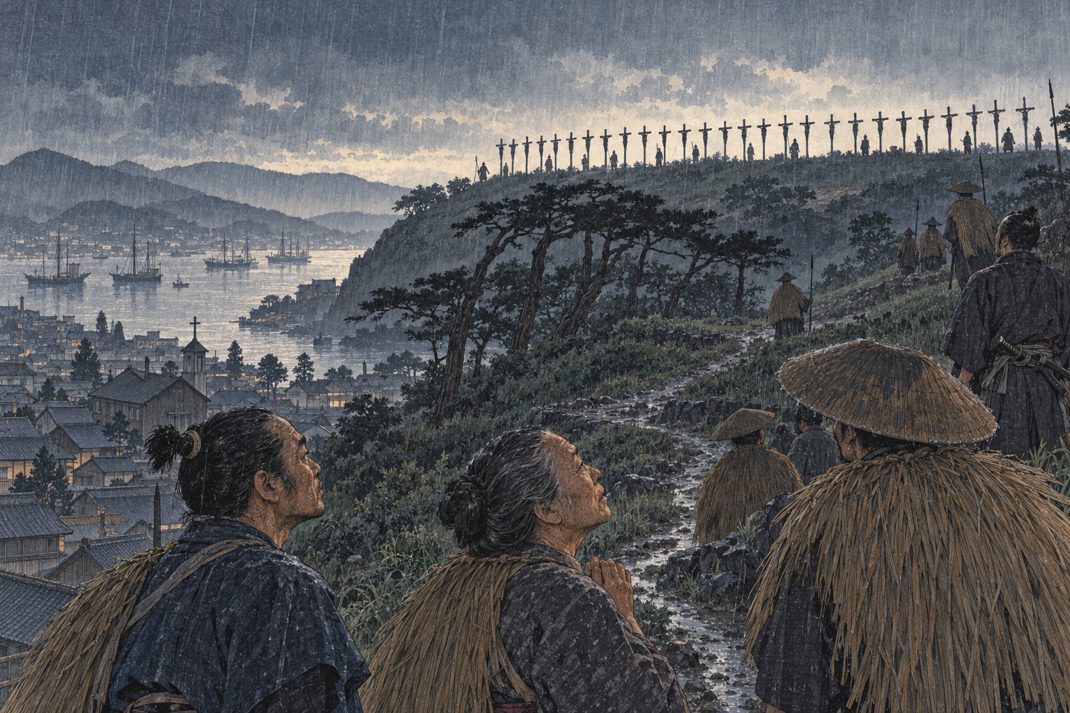 The crosses above Nagasaki
