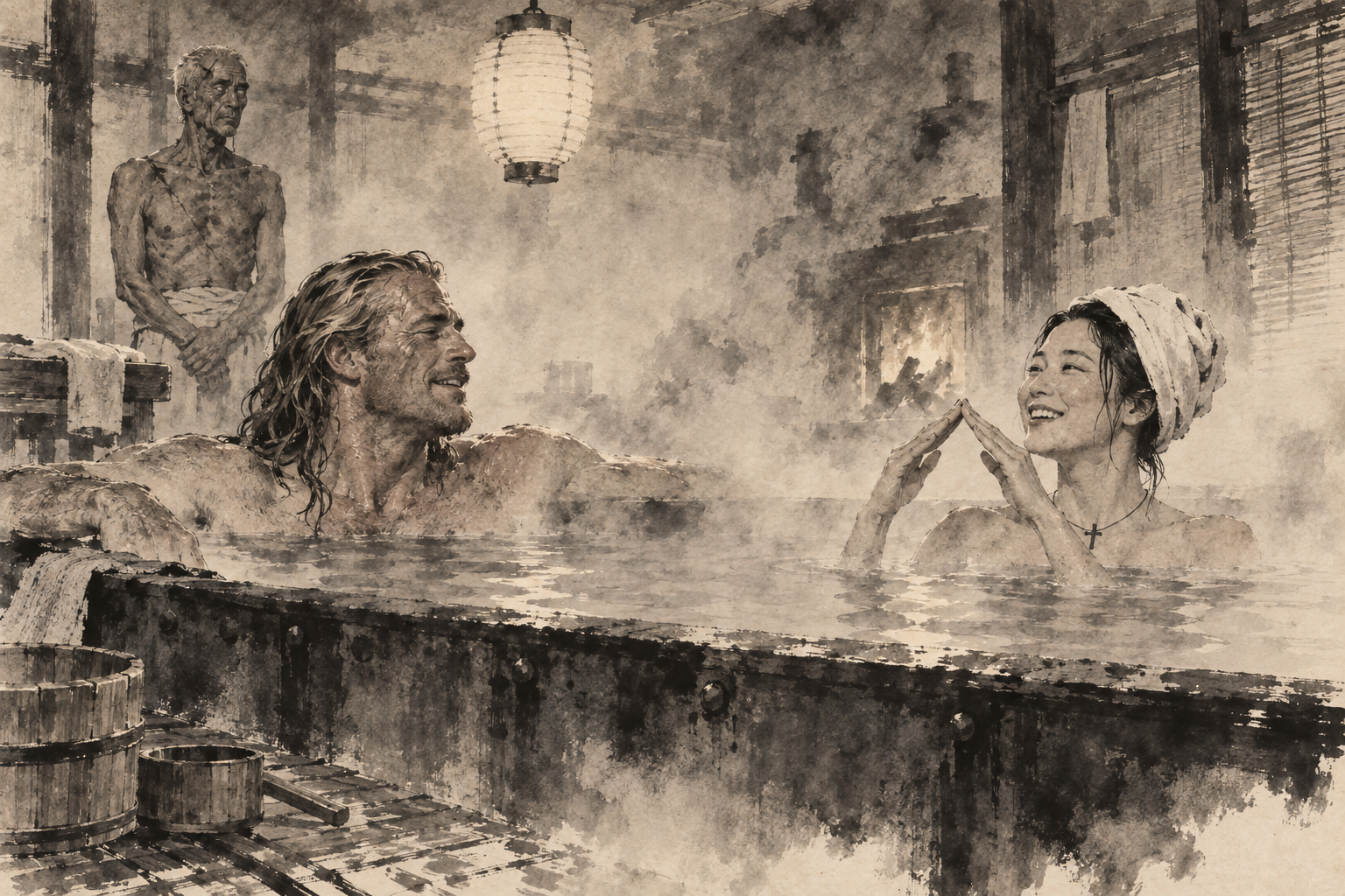 The bath and the kanji lesson