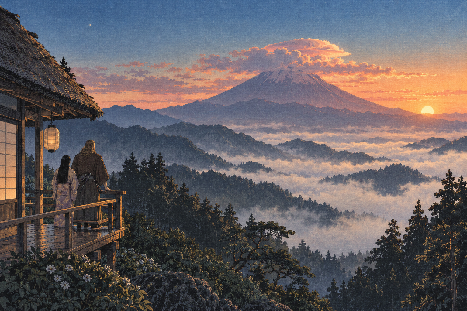 Fuji from Hakoné Pass at sunrise