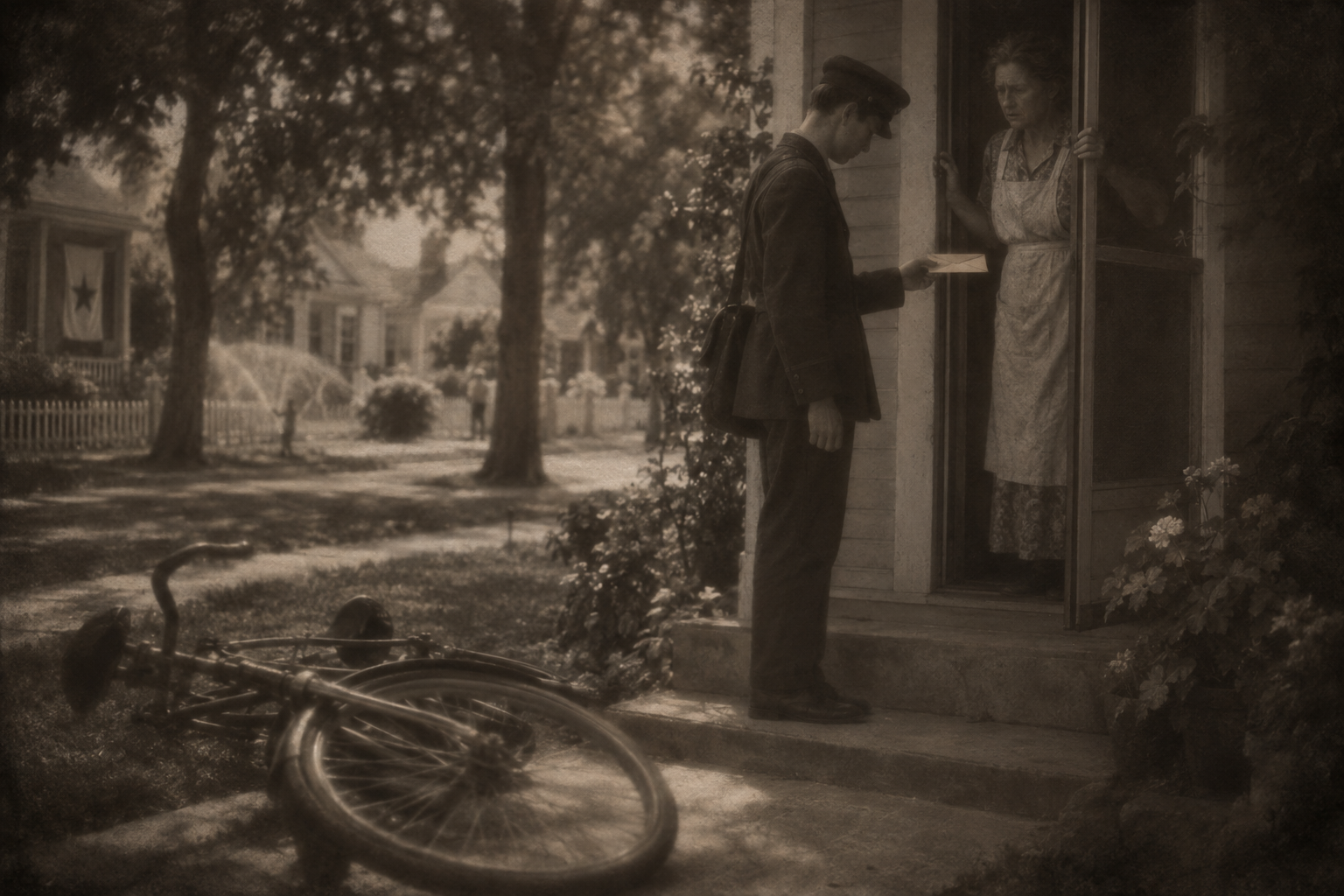 At the door