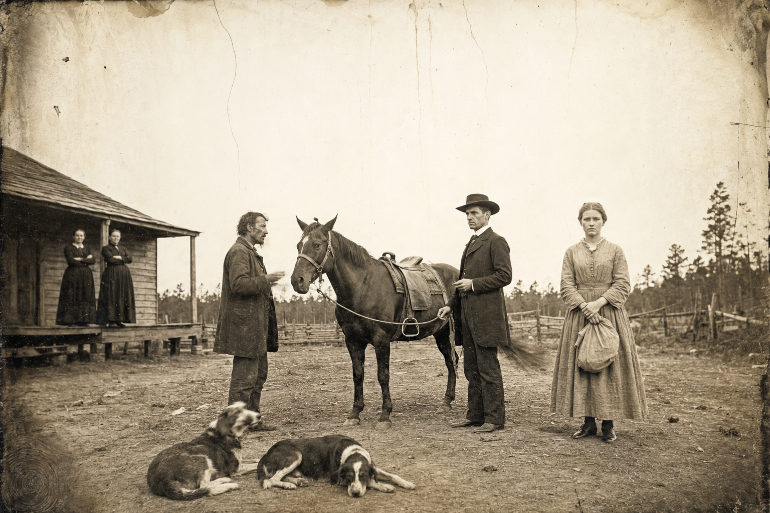 Lorena leaves with John Tinkersley, and the best Mosby can salvage is selling him a horse for her, plus the runaway sister's sidesaddle.