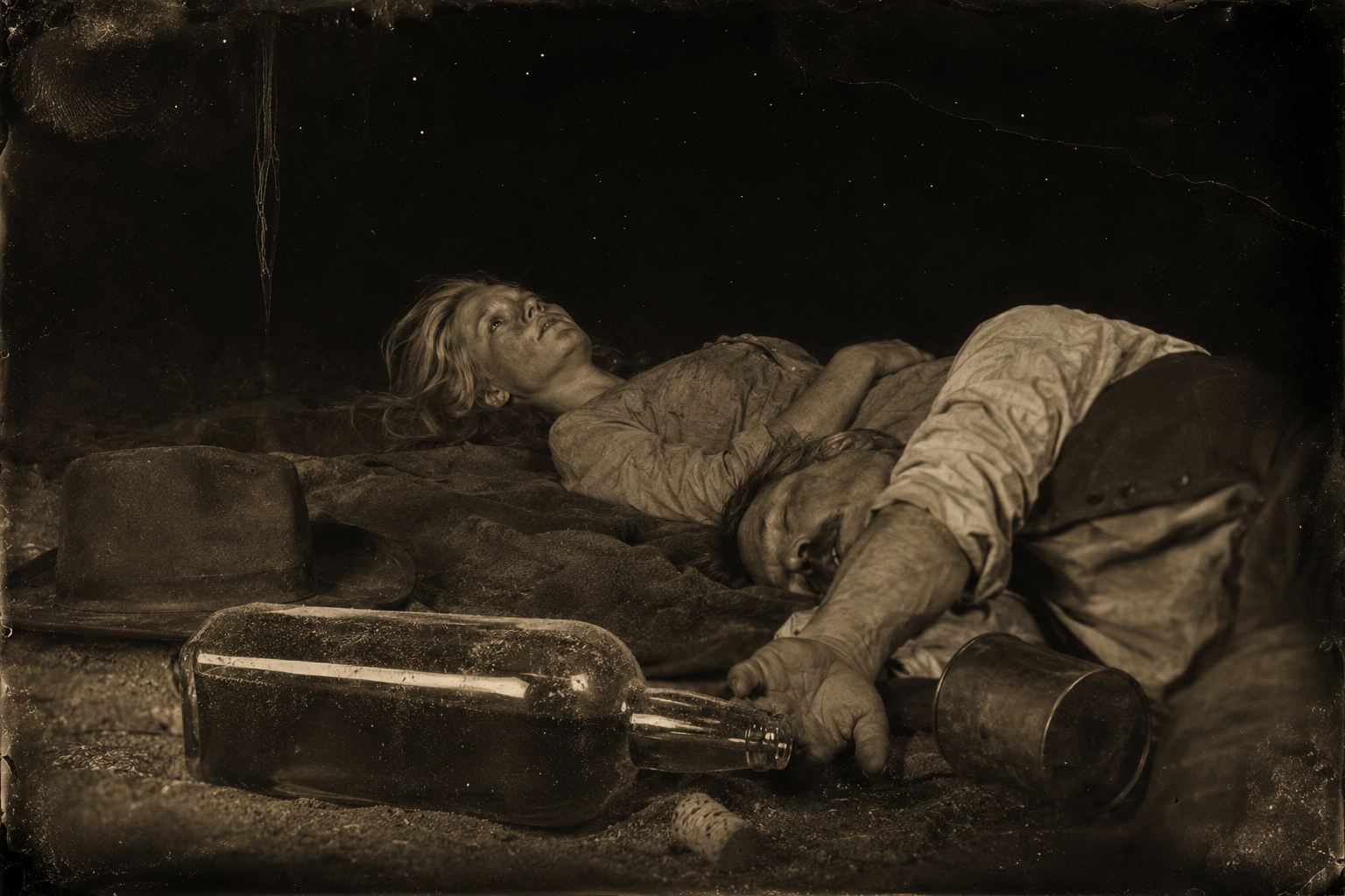 "Lorie, me and you was meant for feather beds" — and then Jake sleeps, while Lorena, who would rather keep travelling, lies awake beside the dead bottle.