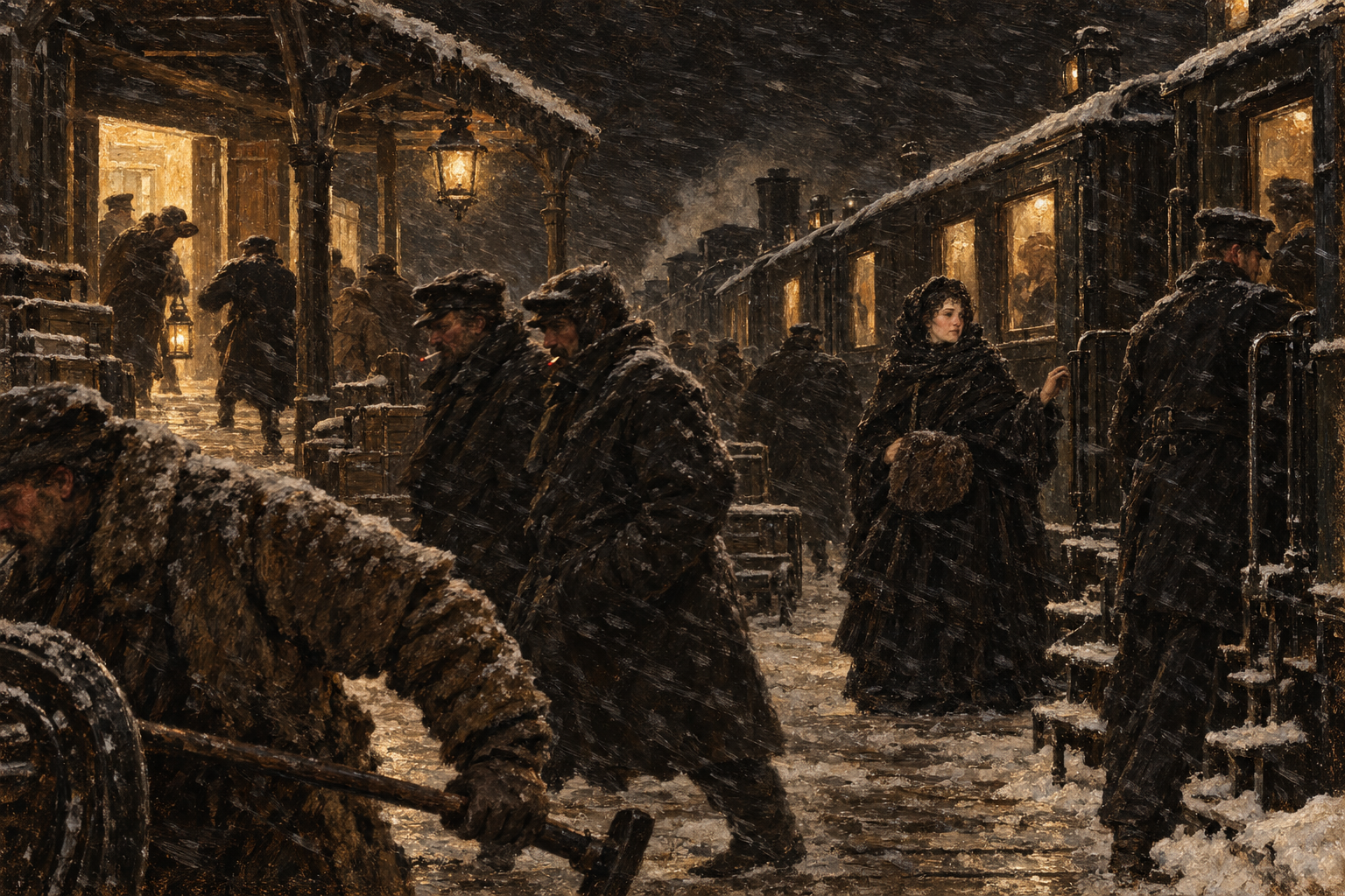 The platform in the blustering storm