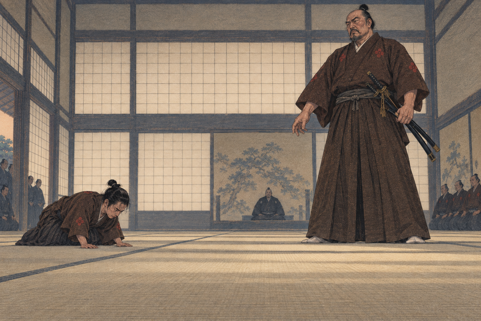 Hiro-matsu stands over the kneeling Usagi