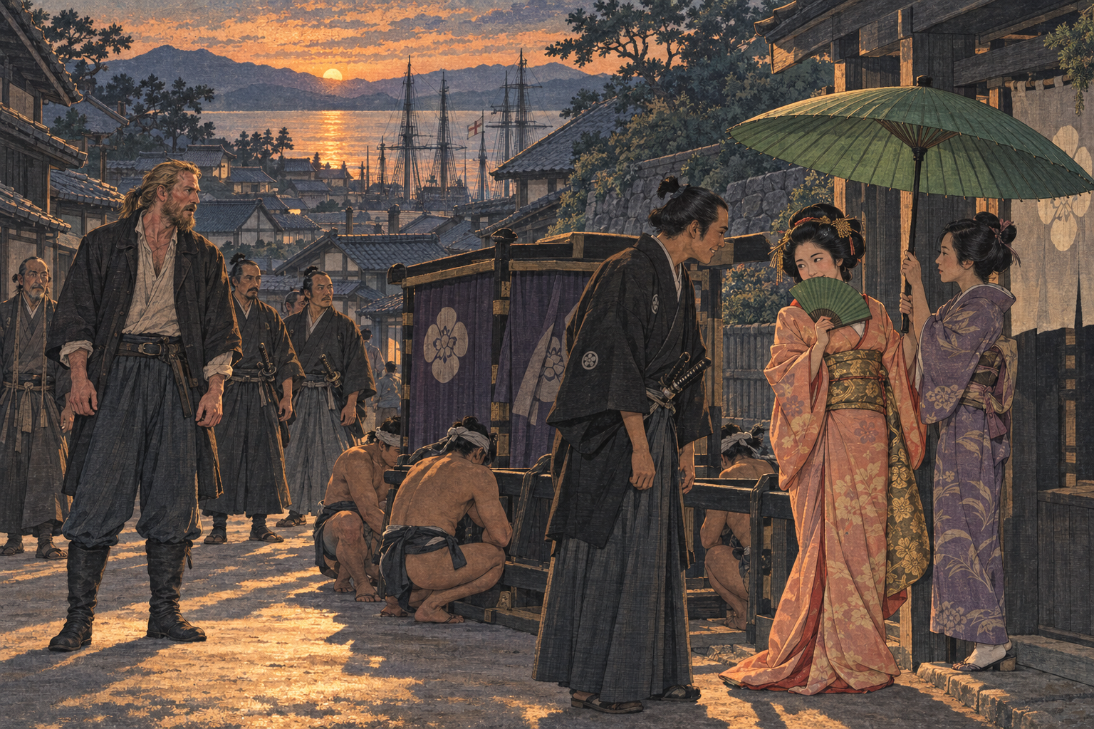 Kiku under the green parasol