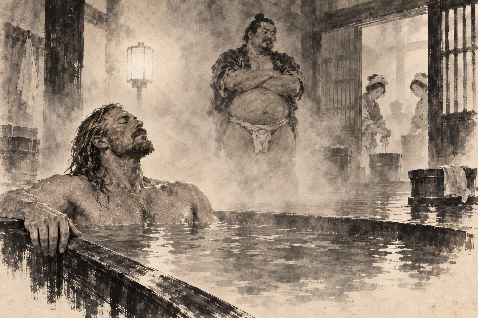 The sunken bath at midnight