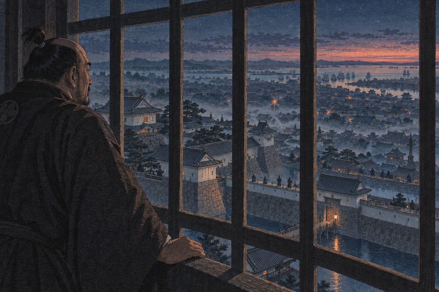 Osaka from the donjon before dawn