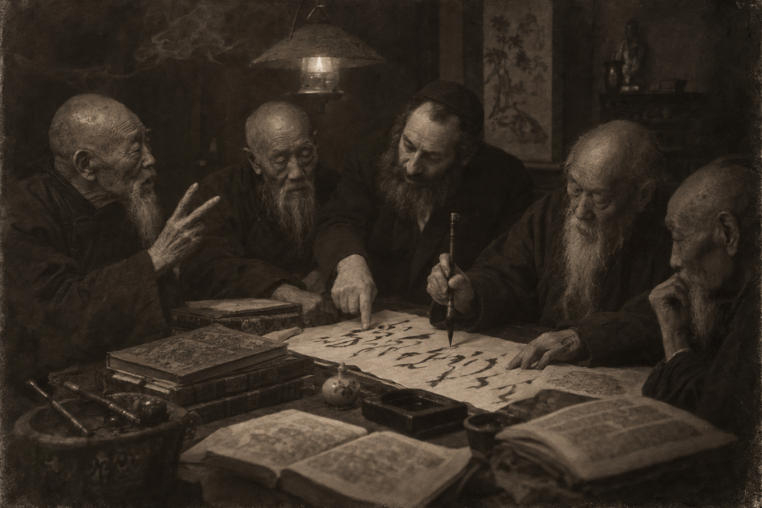 Hebrew in Chinese ink