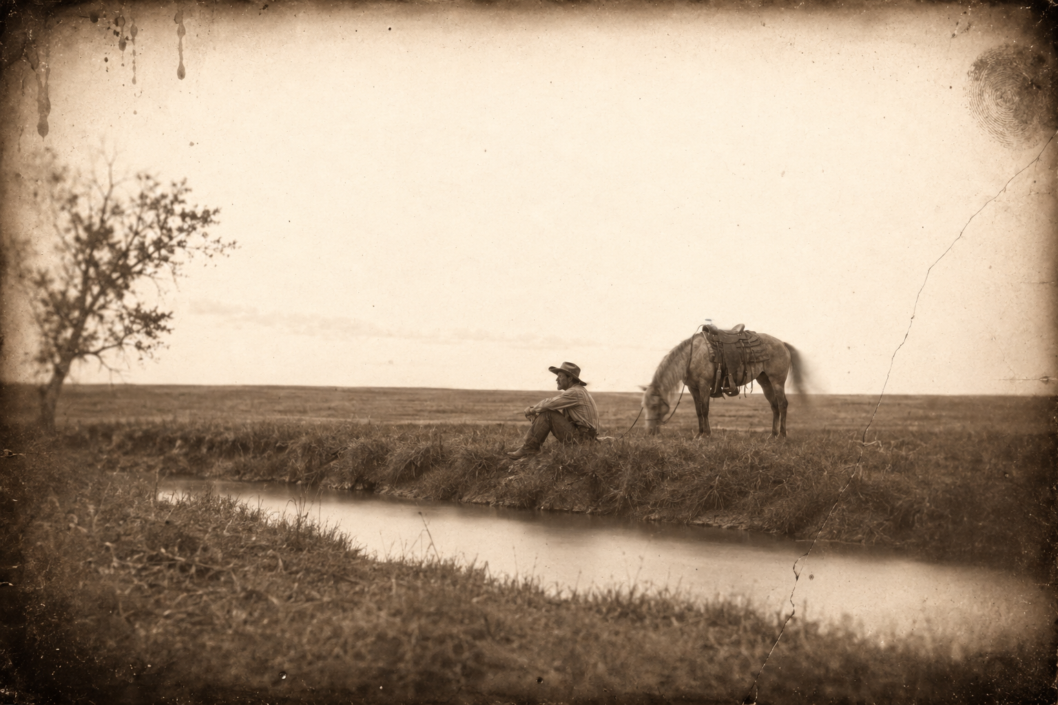 Riding back to the herd, Call stops and sits several hours by a little stream, unable to make Gus's death settle and no longer believing in the work.