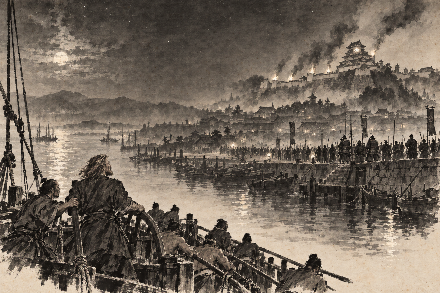 Signal fires on the castle walls