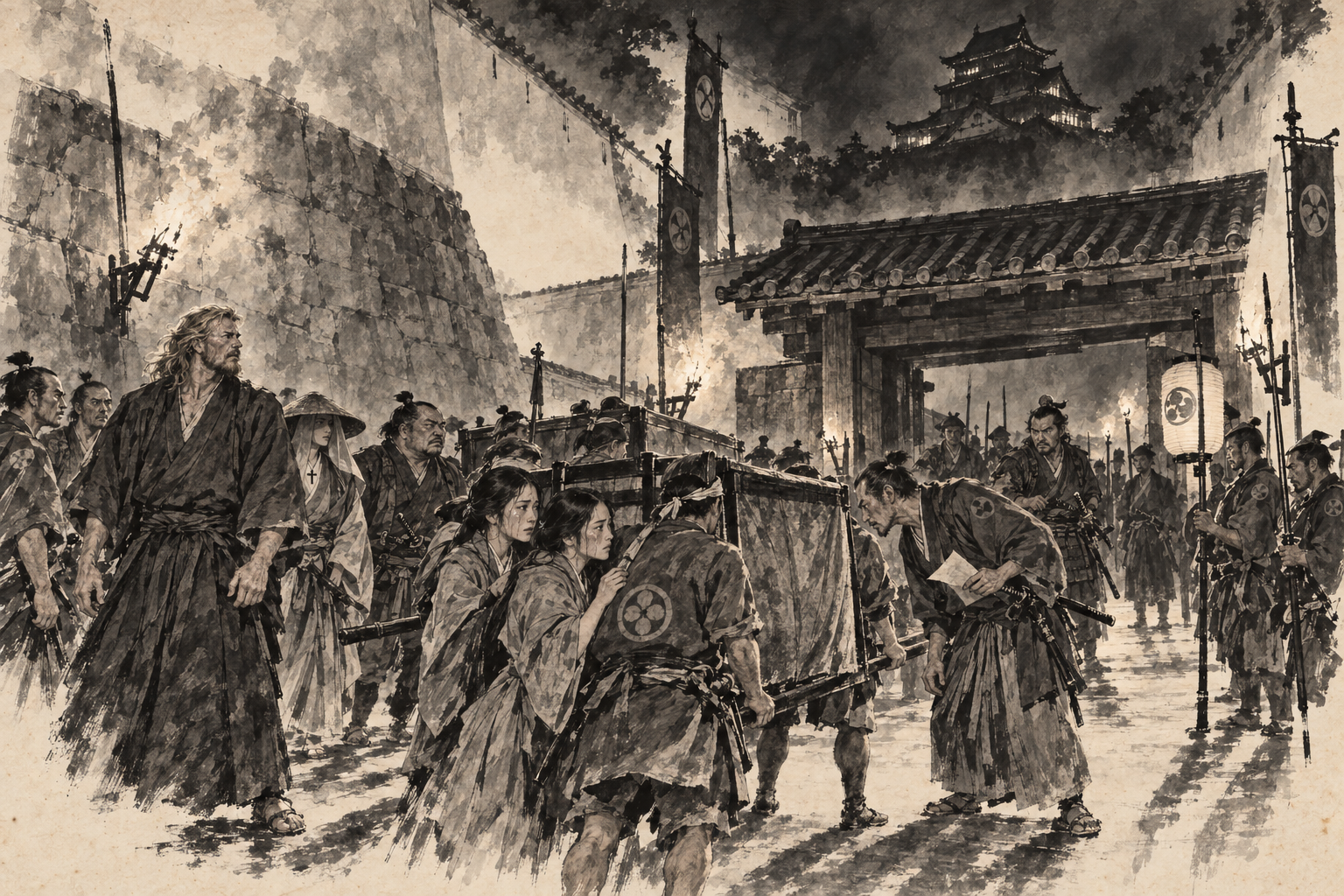 The cortege through the checkpoints