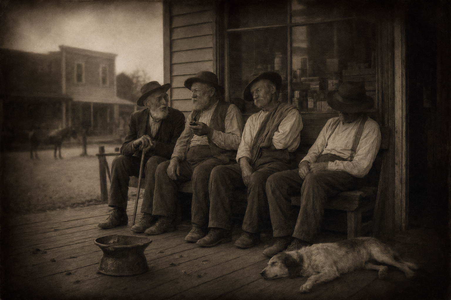 Old men on the store bench