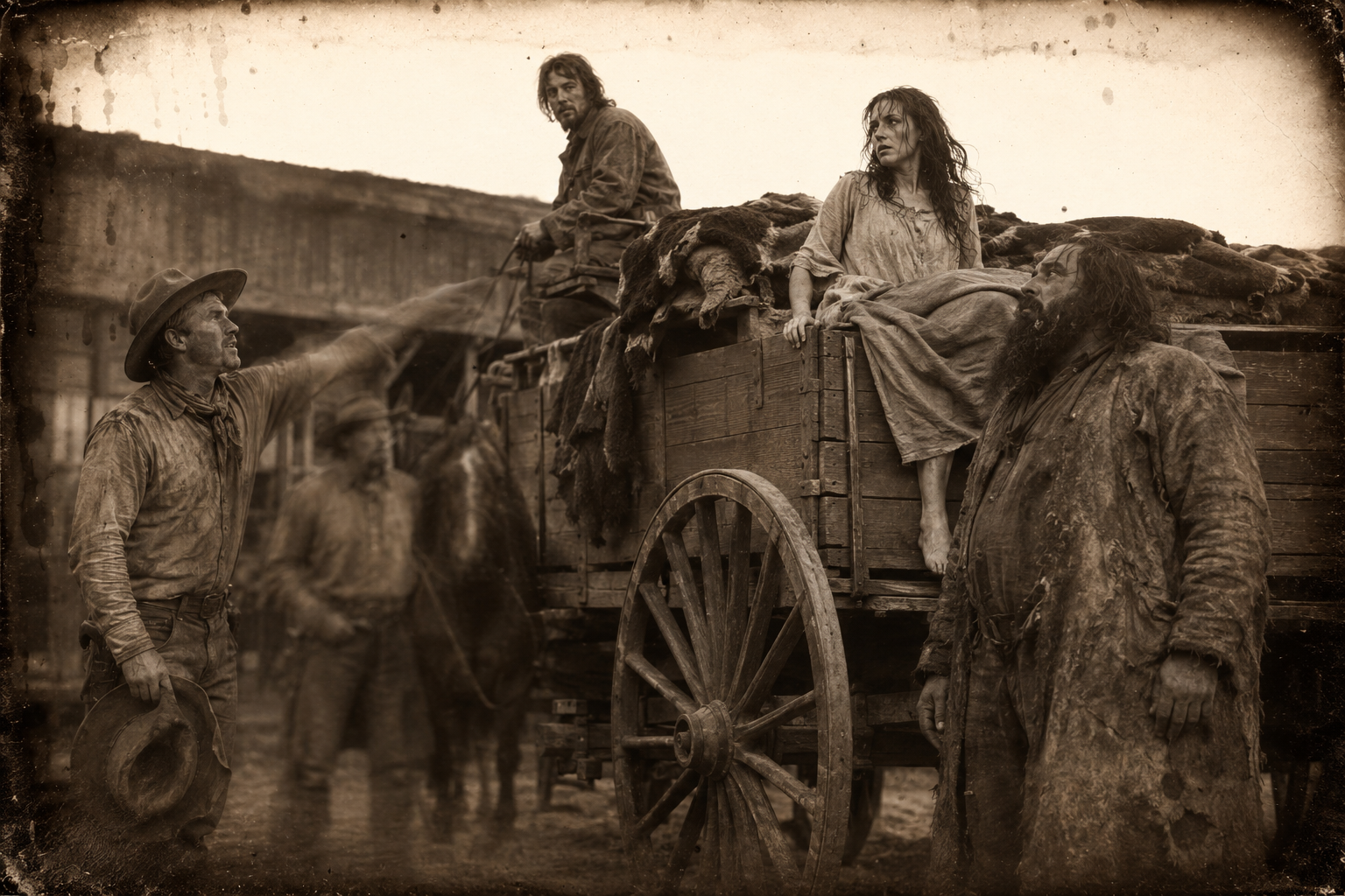 Elmira shoves off the blankets and asks after Dee Boot; a cowboy points politely across the street to the jail.