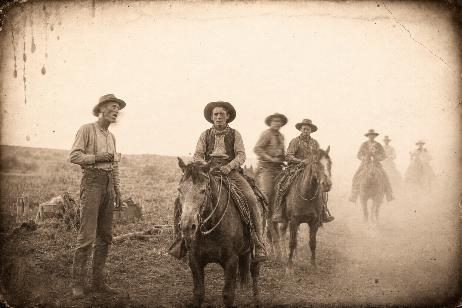 Newt and the Rainey boys ride in from the drags white with dust, and Pea Eye makes his nightly remark about the flour sack.