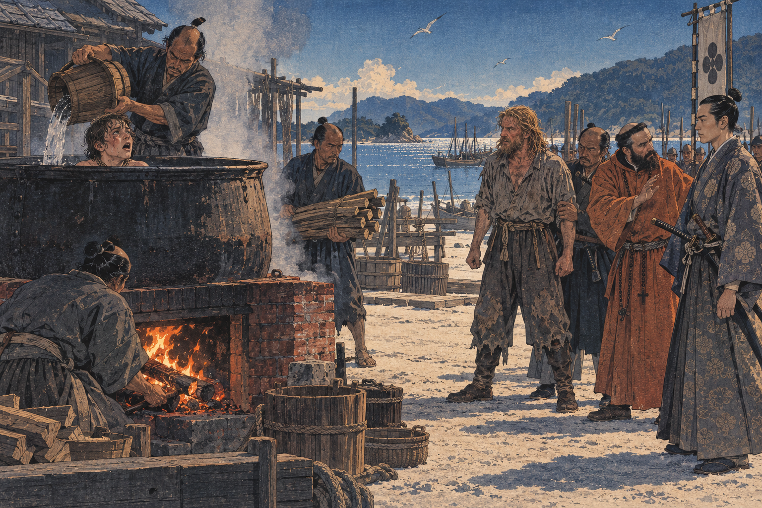 The fire lit under the cauldron