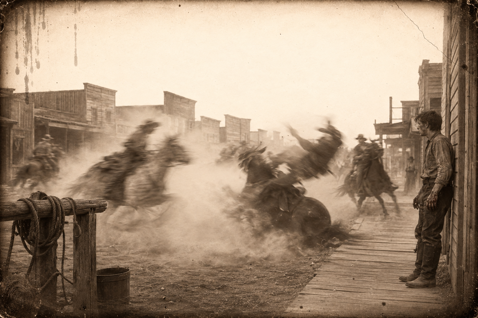 Call rides the Hell Bitch straight through the soldiers and into Dixon's horse, throwing him hard in a boiling of dust.
