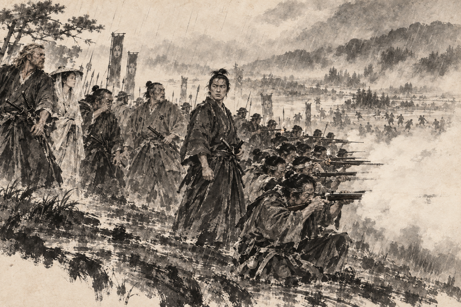 Twenty muskets answer the lunge