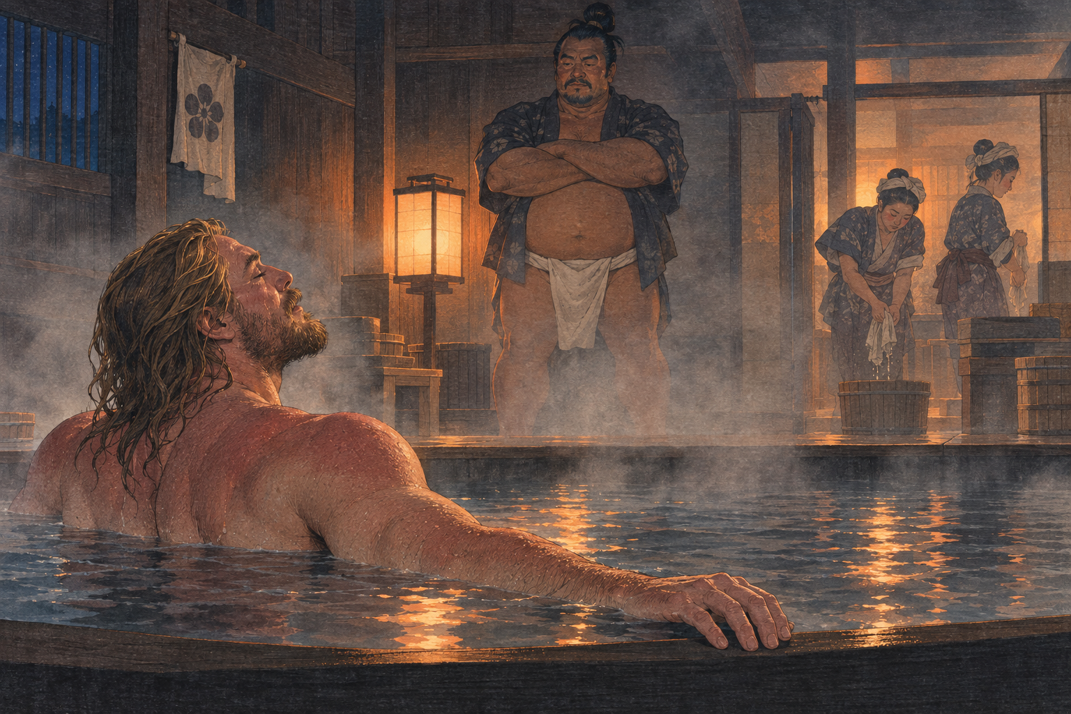 The sunken bath at midnight