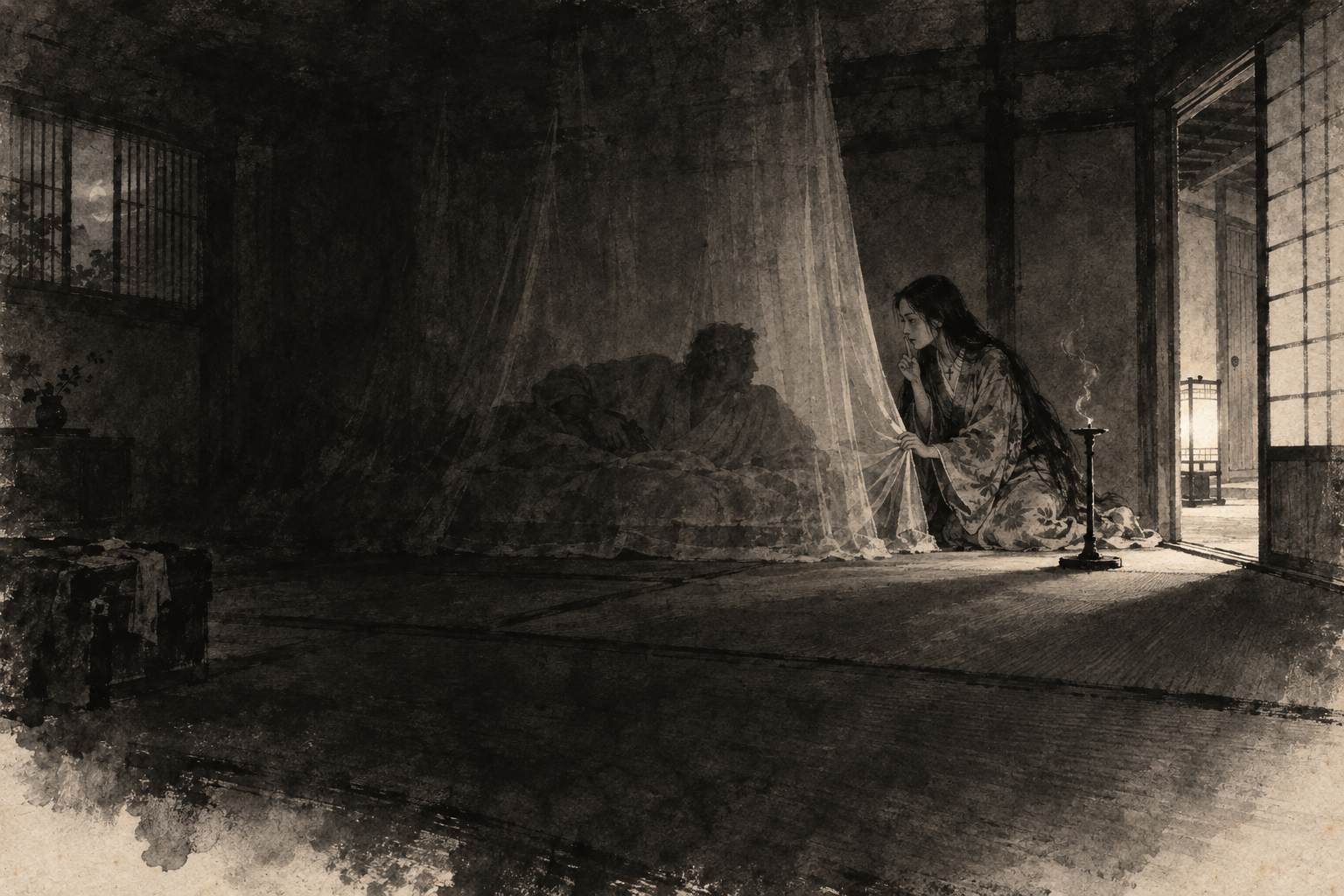 A whisper at the mosquito net