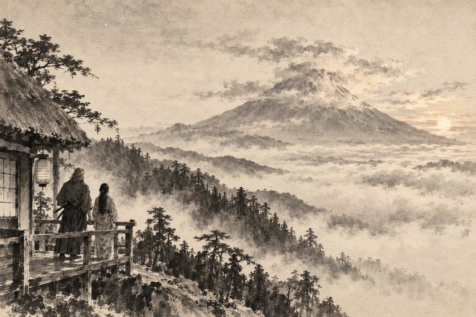 Fuji from Hakoné Pass at sunrise