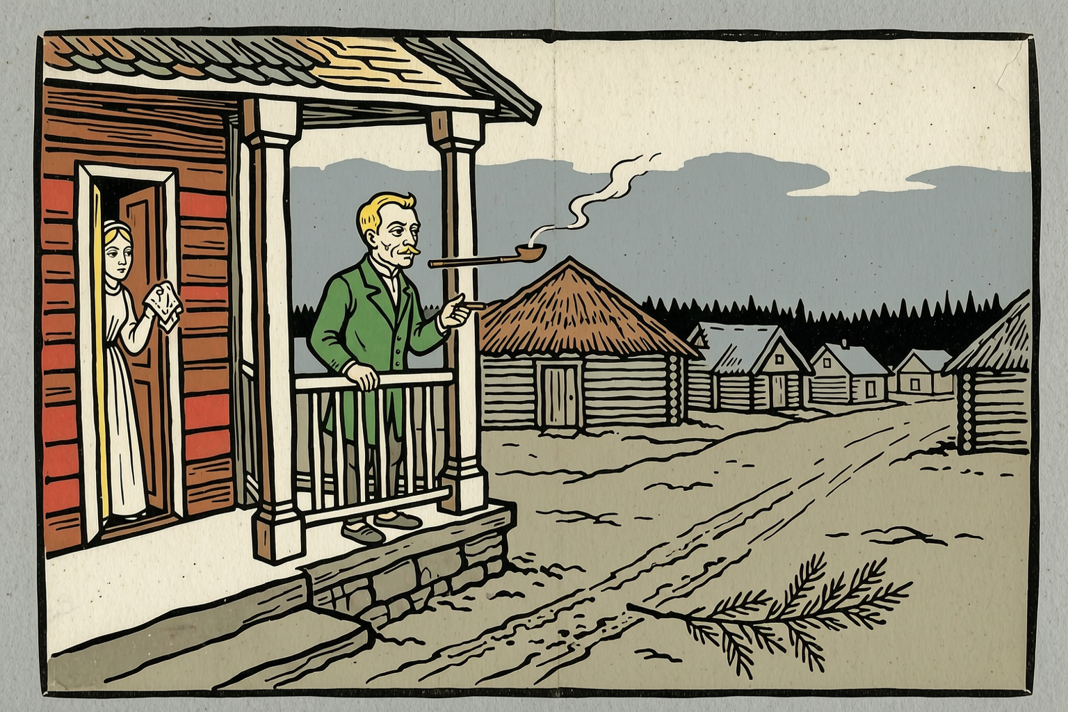Manilov left on the porch