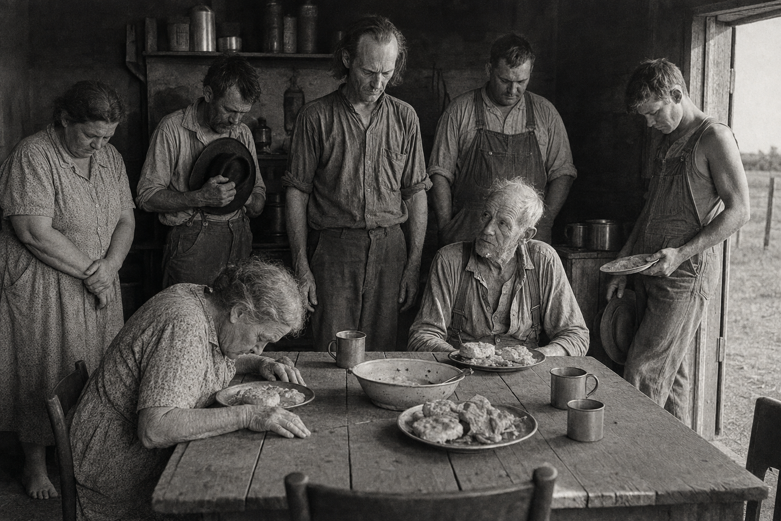 Casy's grace in the crowded kitchen