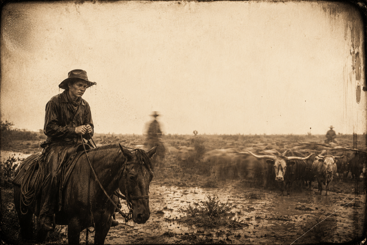 Three days of rain, bad brush and terrible mosquitoes — the fresh cattle hard to hold and the men irritable as hens.