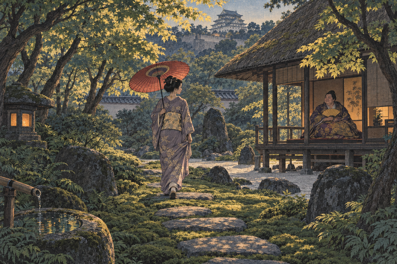 Mariko on the stepping stones