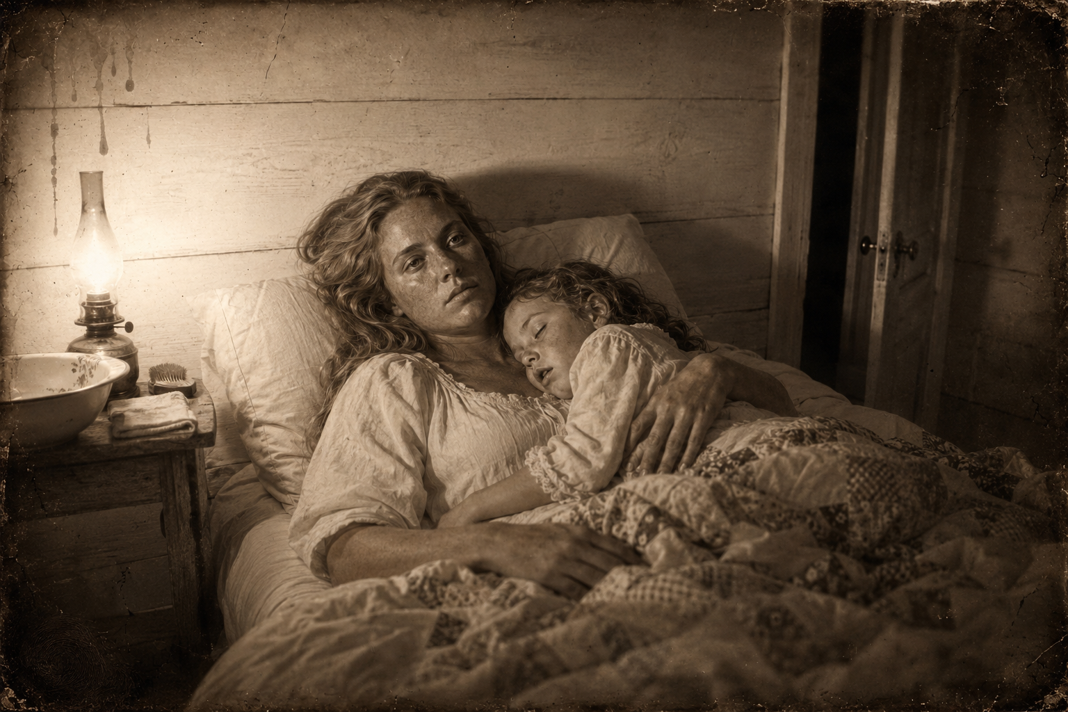Betsey, driven out of sleep by a nightmare, comes into Lorena's clean room and sleeps the night in her arms.