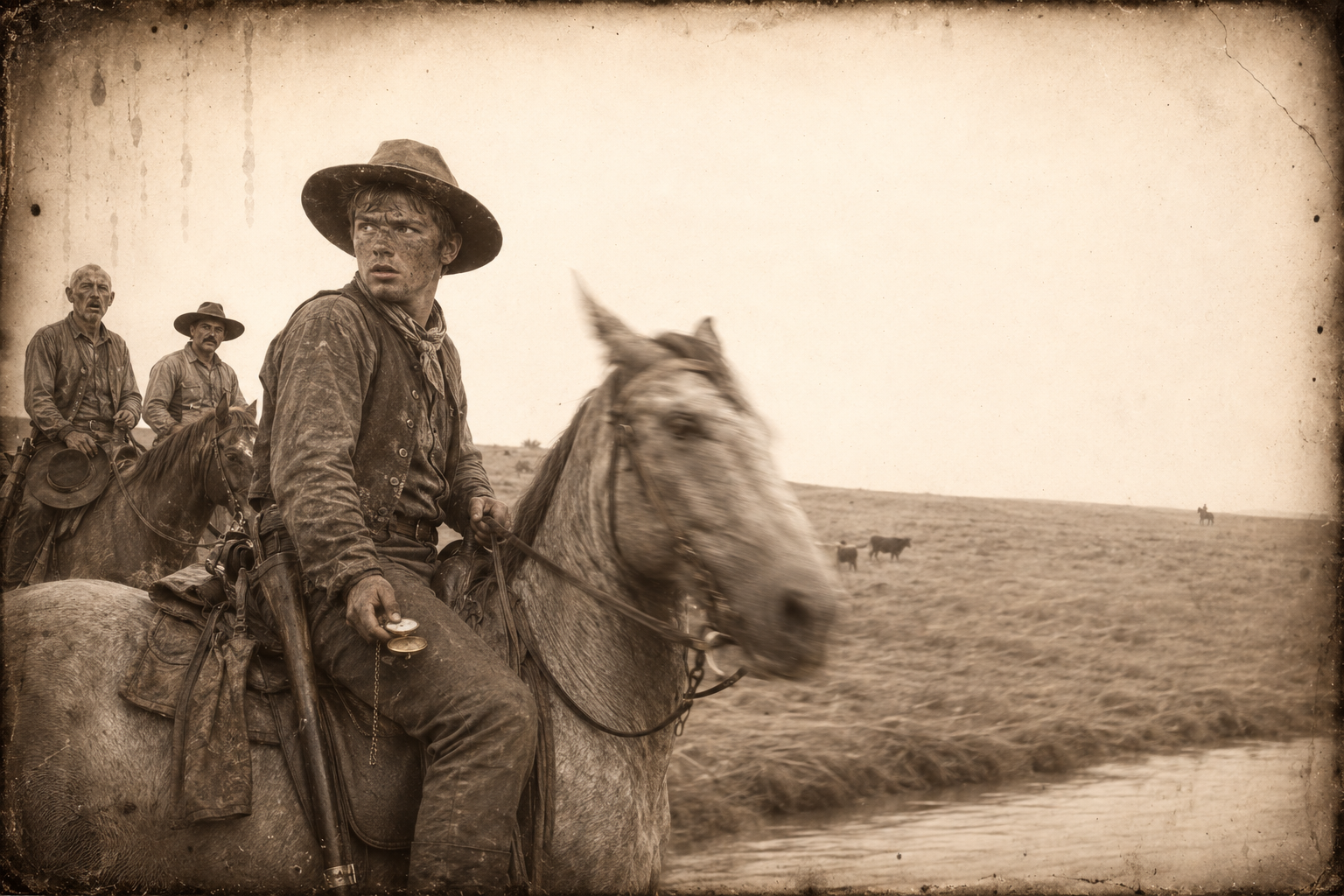 Newt turns in the saddle with his father's gold watch in his hand and finds the Captain already a speck on the long plain — and says he is kin to nobody in this world.