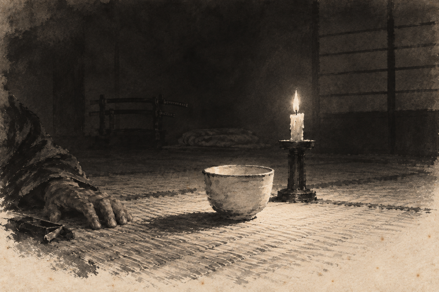 The empty cup by candlelight